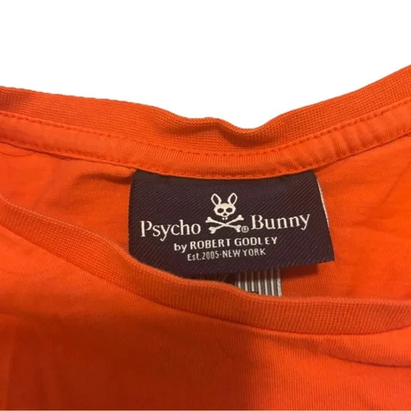 Psycho Bunny Hurell Graphic Tee Shirt Mens 4(S) Orange Short Sleeve Pima Cotton - Picture 3 of 6